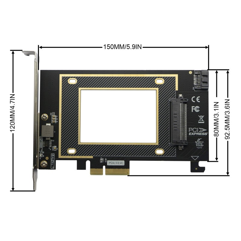 U.2 to PCIE Expansion Card，SFF 8639 to PCIE 3.0 x4