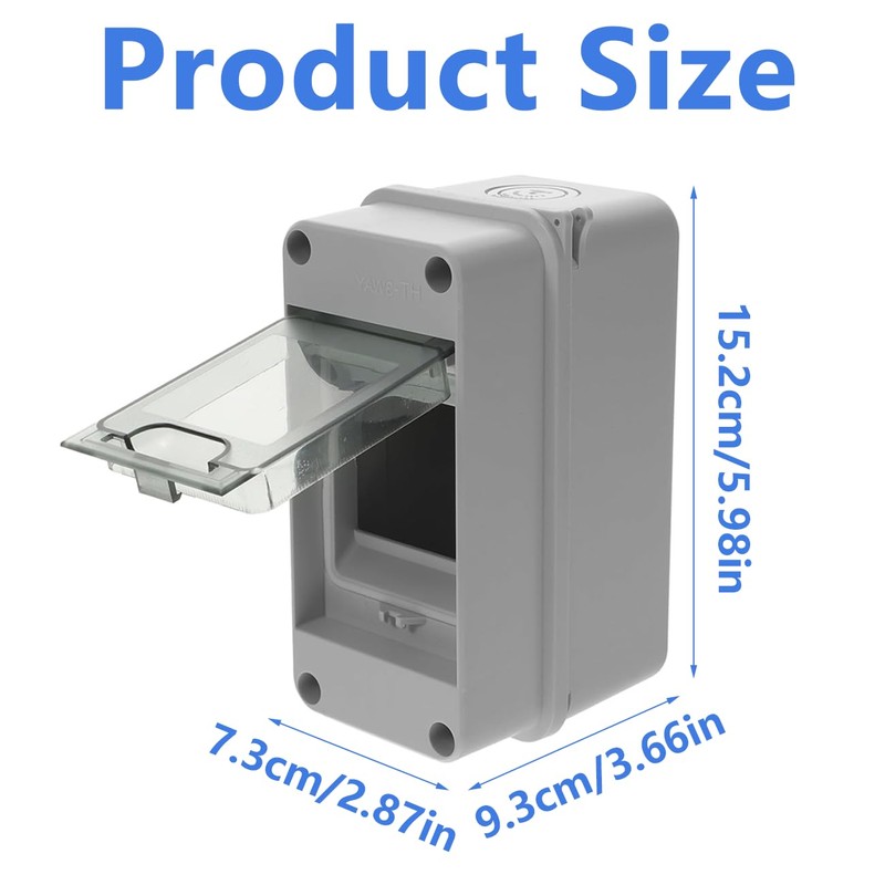 Din Rail Enclosure, 3-Way Weatherproof Power Distribution Box, Transparent Cover