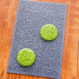 Arbuya Swirls Flowers Blossom Polymer Clay Texture Mat - Flourish Flowers Texture Sheet for Polymer Clay Jewelry Making, Earring Charms, DIY Craft Supplies