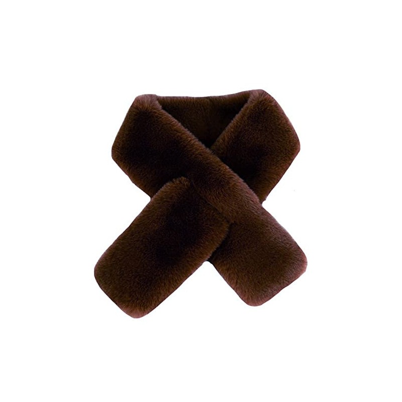 Faux Fur Pull-Through Women's Winter Neck Scarf Rectangle Fluffy (Dark