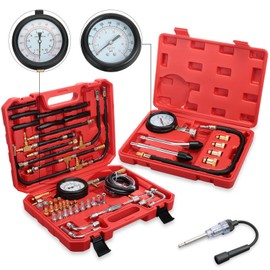 Therwen 45 Pcs Gauge 0-140 Psi Fuel Injection Pressure Tester Kit 8 Pcs Gauge 0-300 Psi Compression Tester Kit and Spark Plug Tester, Oil Pressure Gauge Automotive Tool Kit for Motorcycle Car Truck