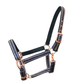 Halter for Horses with Glitter in Rose Gold, Halter Horse in Black and Pink, 2-Way Adjustable (Dark Blue Rose Gold, 400786-630-Darkblue-Shetty)