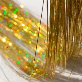 Shining Gold Hair Tinsel, 47 Inch 800 Strands Sparkle Hair Heat-Resistant Tinsel Hair Extensions, Easy for DIY, Sparkling Shiny Hair Tinsel Strands for Children Girls Women(Shining Gold)