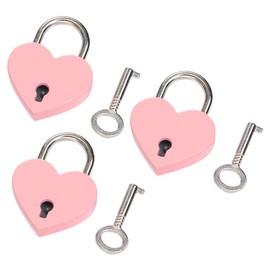 Leadigol 3 Pcs Heart Shaped Padlock Mini Lock with Key,Small Metal Padlock Love Heart Lock Zinc Alloy Wedding with Key Travel Jewelry Box Hardware