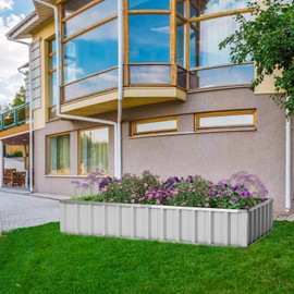 CHEFJOY Raised Garden Bed with Greenhouse - 69" x 36" x 28" Galvanized Steel Garden Box w/Roll-Up Zipper Window, 8PCS T-Type Tags & Gloves for Gardening, Outdoor Planter Box for Vegetable Flower Herbs