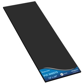 Mega Format Expanded PVC Plastic Sheets - 12" X 24" Black Rigid Sheet for Crafts, Signage, & Displays - Sintra, Celtec PVC Board - Waterproof for Outdoors Use - 1/8" 3mm Thick - 1-Pack-Black