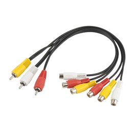 TENINYU 3 RCA Cable Splitter, 3 RCA Male to 6 RCA Female Plug AV Splitter Audio Video Adapter Cable 12inch