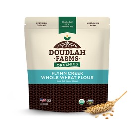 Organic Whole Wheat Flour by Doudlah Farms - Certified Organic, Grown in the USA, Non-GMO, Fresh Hard Red Winter Wheat, Resealable Bag (5lb Pack)