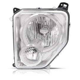 HECASA Left Headlight Assembly w/Fog Light Compatible with 2008-2012 Jeep Liberty Replacement for CH2502196 55157339AE Front Headlamp Fog Driving Lamp Clear Lens Chrome Housing - Driver Side