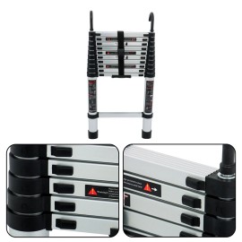 Gurdtopo 10.5 FT Collapsible Telescopic Extension Ladders Aluminum With Hooks 330lbs