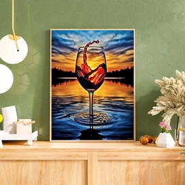 PUAGEMTI Fantasy Wine Glass Art Diamond Painting Kits, Wine Glass Diamond Art for Adults, for Home Wall Decor Bedroom Decor or Gifts 12x16 inch
