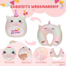 Children's Neck Pillow, 2 in 1, Neck Pillow, Malleable Neck Pillow, Unicorn Neck Pillow & Unicorn Plush Cushion, Travel Pillow Children for Airplane, Car, Nap, Reading, Birthday Plush Animal