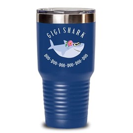 Gigi Shark Tumbler Grandma Gift for Her Birthday Mothers Day Gift for Grandmother Funny Shark Tea Cup from Granddaughter Gag Gift for Women
