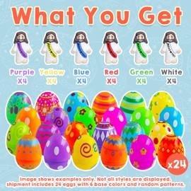 24 Sets Prefilled Easter Eggs, Mini Jesus Figurine, Pre Filled Easter Eggs for Easter Egg Hunt Kit, Easter Eggs Filled, Easter Basket Stuffers Gifts for Teens Kids Toddler Girls Boys