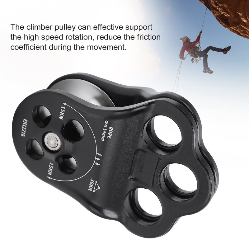 Climber Pulley, Wide Rope 30KN Hitch Climber Pulley for Climbing