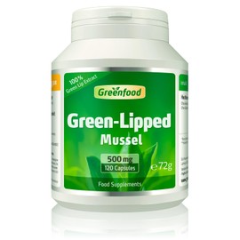 Green-lipped Mussel, 500 mg, high-dose Extract, 120 Capsules - Without Artificial additives. Without Genetic Engineering. Capsule Made of Cellulose.