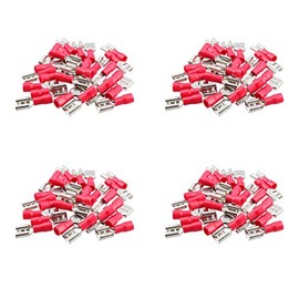 3mm Female Red Electrical Cable Wire Spade Terminals Crimps Connectors 100pc