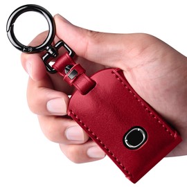 Tukellen for Mazda Leather Key Fob Cover with Keychain Compatible with 3 6 CX-5, CX-30, CX-9,4-Buttons Smart Remote, Genuine Leather Key case-Red