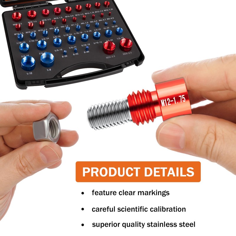 44PCS Nut and Bolt Thread Checker - Comprehensive Bolt Size