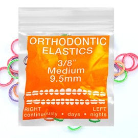 Neon Latex 100 counts Intraoral Elastic Bands Orthodontic Elastics Dental Rubber Bands Made in US Medium 3/8'', Neon Latex