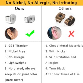 TGNEL 12pcs Pure Titanium Earring Backs Replacements Suit for 0.7-0.8mm Posts, Nickel Free Hypoallergenic Butterfly Backs for Studs for Women Men