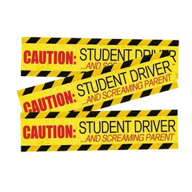 Vaygway Caution Student Driver and Screaming Parent Magnetic Sign - 3 Pcs Car Safety High Reflective Vehicle New Driver Magnetic Sign Bumper Sticker - Yellow