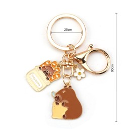 Capybara Keyring Funny Kapibara Pendant for Backpack, Ideal for Keys, Handbag, Gift for Friends, gold, S