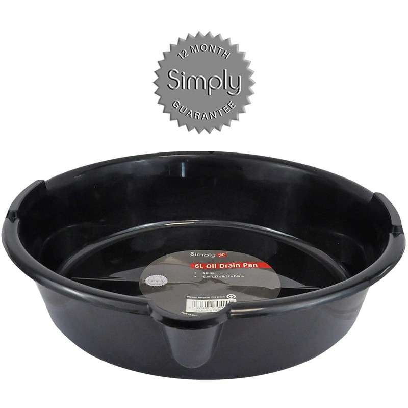 Simply Tools ODP06 Oil Drain Pan (6L), Glossy Black Thermoplastic
