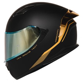 HAX Obsidian Full Face Dual Visor Adult Motorcycle Helmet for Motorbike Street Bike with Pinlock Ready DOT Approved Matte Black Gold XXL