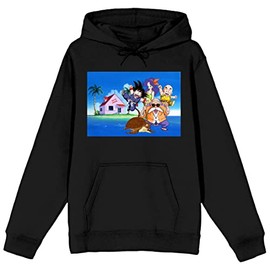 Bioworld Dragon Ball Classic Sea Composition Art Long Sleeve Black Adult Hooded Sweatshirt-XS