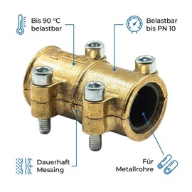 Gebo Pipe Clamp Brass EPDM Seal 15 mm