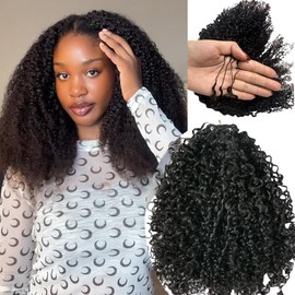 Pre-Separated Crochet Human Hair Extensions Multi-Textured Kinky Curly Crochet Hair Knotless Reusable Micro Twists 20inch 120g Natural Black
