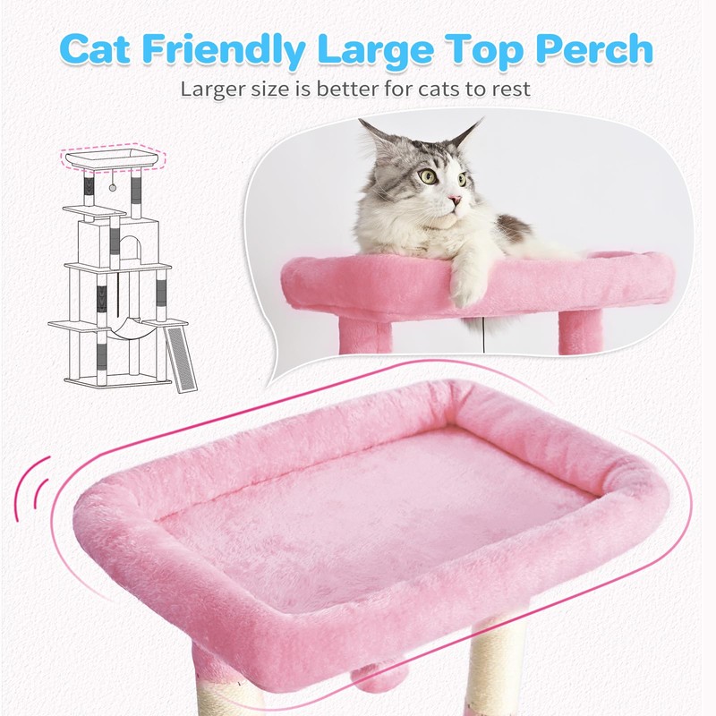 ABCPET Cat Tree Tower 63in Multi-Level Cat Tower for Indoor
