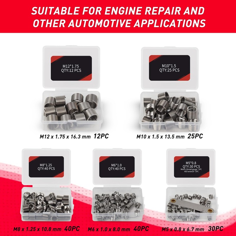 AKM 338Pc Thread Repair Kit, HSS Drill Helicoil Repair Kit