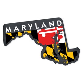 Die Cut Sticker Maryland, State Outline Flag, Vinyl Sticker, (Waterproof Decal for Cars, Water Bottles, Laptops, Coolers), Large