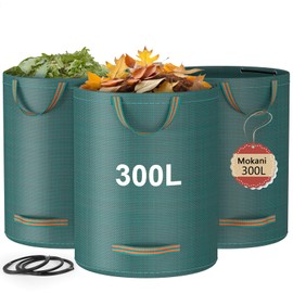 Mokani Garden Waste Bags Heavy Duty with Handles, 120L x 3 Reusable Garden Sacks, Foldable Camping Recycling Bags for Leaf, Trash, Debris, Garden Rubbish Bags Waterproof