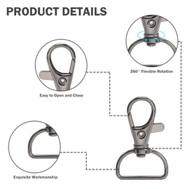 Key Ring Carabiner 60 Pieces Rotating Key Rings Key Ring Swivel Metal Key Ring for DIY Crafts Bag Making (2 cm Inner Width) 7 Colours