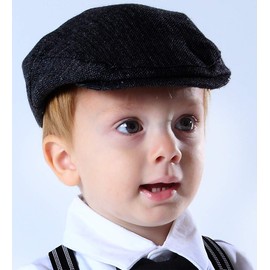 MOMBEBE COSLAND Kids Hat for Boys Newsboy Flat Beret Cap 4-5 T Dark Black