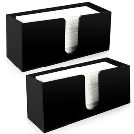 Paper Towel Holder for Countertop, Black Acrylic Napkin Dispenser – Fits Multifold, C-Fold & Z-Fold Trifold Towels, Durable 5mm Thick for Bathroom, Kitchen, Restaurant & Toilet(2pcs)
