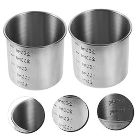 HOMSFOU 2pcs Food Container Metal Measuring Cups Metal Container Stainless Steel Silver Household Used Cup Household Measuring Cup Ice Container Flour Stainless Steel Cup 7c