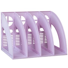 Elezeal A4 File Holder, Magazine Folder, Desk Organiser, 4 Vertical Compartments, Bookshelf, Document Divider, Paper Box, Bookends for Office, Home, Organization and Storage Shelves