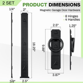 Tellegloww 2 Set Magnetic Garage Door Hardware, Garage Door Magnetic Decorative Hardware, 8 Magnetic Hinges 4 Magnetic Handles for Garage Doors, Black