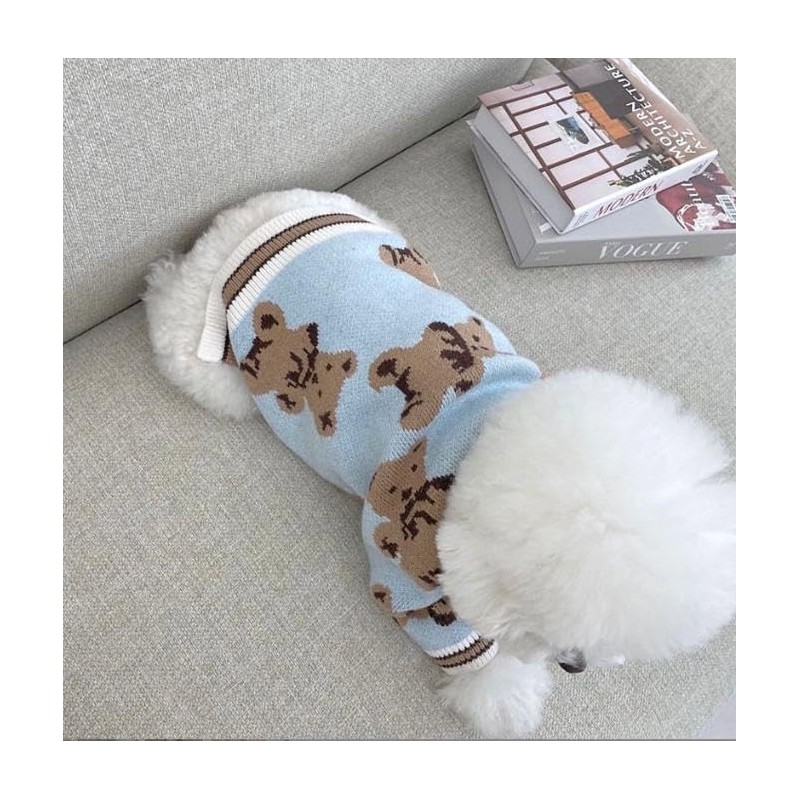 Souher ペット服 犬用セーター 秋冬 犬 服 ニットドッグウェア 熊の柄 防寒 カーディガン