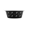 Large Stainless Steel Dog Bowl, Black with Bones, 48 Fluid