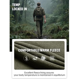 FREE SOLDIER Men's Outdoor Softshell Fleece Lined Cargo Pants Snow Ski Hiking Pants with Belt(Army Green 38W x 34L)