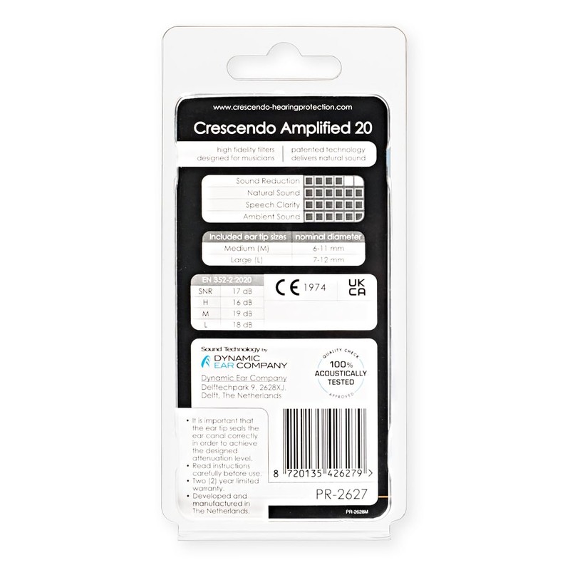 CRESCENDO PRO Ear Plugs for Guitar Vocal DJ Ear Protectors