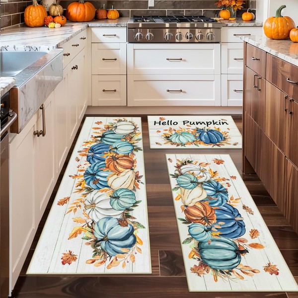 Ileading Farmhouse Kitchen Rugs Set of 3, Washable Fall Kitchen