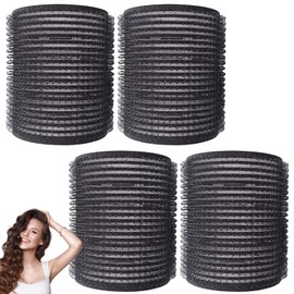 4pk Black Hair Rollers for Hair Volume | Self Holding Large Hair Rollers | Black Velcro Rollers for Hair | Hair Roller for Long Hair & Short Hair | Large Velcro Hairdressing Curler | Salon Hair Curler