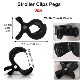 Taicols Stroller Pegs to Hook Muslin Sun Shade to Canopy, 4 PCS Car Seat Cover Clips, Nursing Cover, Pram Toy Holder, Plastic Universal Clip, Blanket Clamp, Stroller Clips Buggy Accessory (Black)