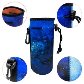 Wanty Neoprene 20 Oz Insulated Water Drink Bottle Cooler Carrier Cover Sleeve Tote Bag Pouch Holder Strap for Climbing Cycling and Running Outdoor Activities (Blue Sky)